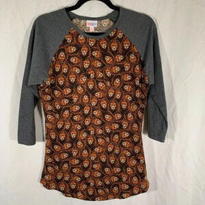 LulaRoe Shirt Women’s Small Lion Print 3/4 Sleeve Crew Neck Shirt